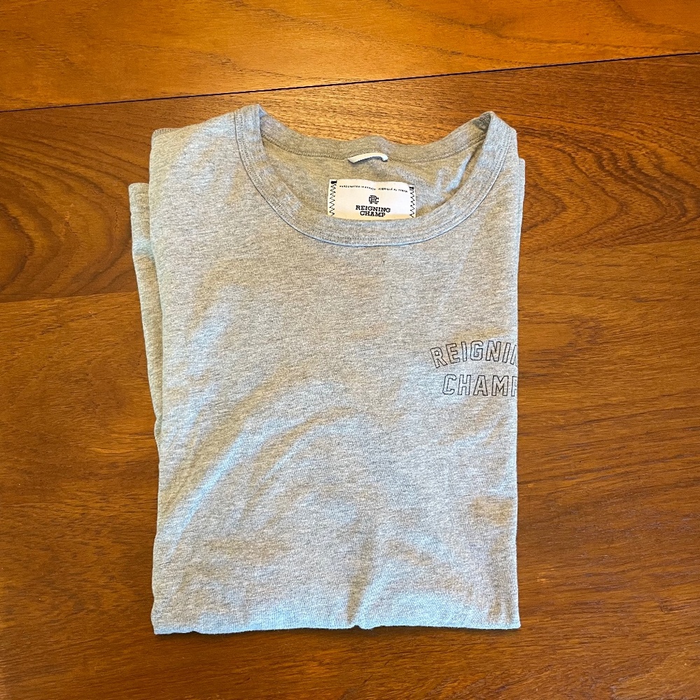 Reigning Champ Gray T-Shirt/Size Large
